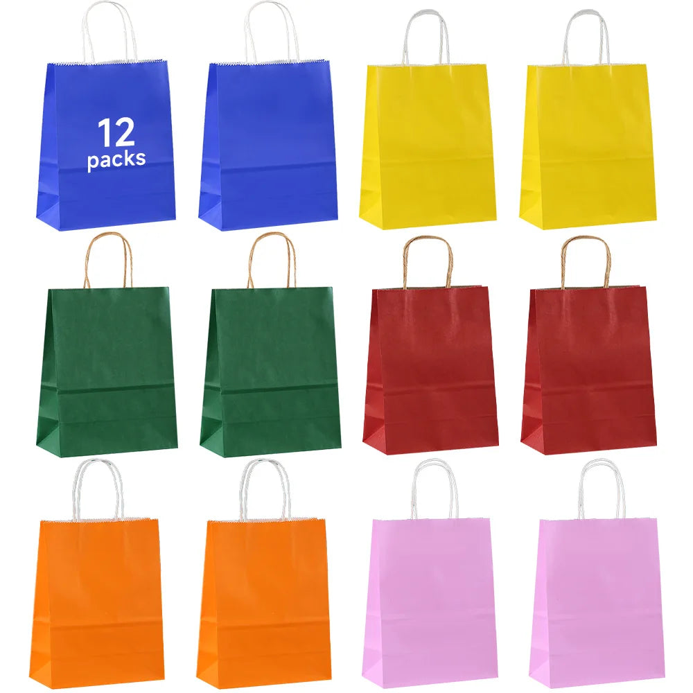 18 pcs multi-color 8.26x5.9in gift bag, craft gift bag, birthday, wedding, party christmas halloween paper bag, kraft paper bag Oasis Select 12packs 21x15cm Other