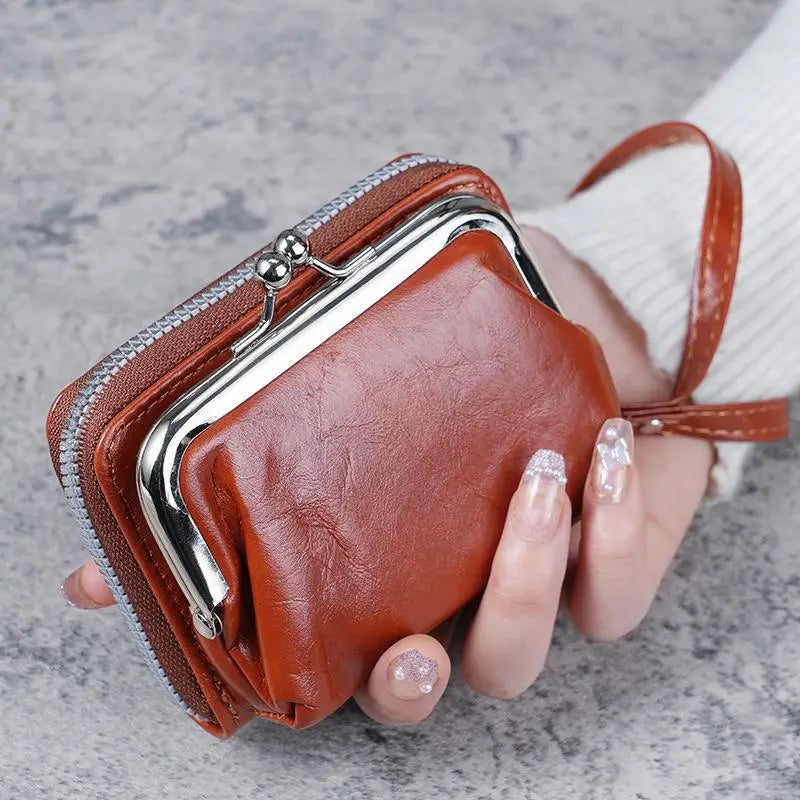 Women's PU Leather Wristlet Coin Purse | Dual Compartment Mini Wallet