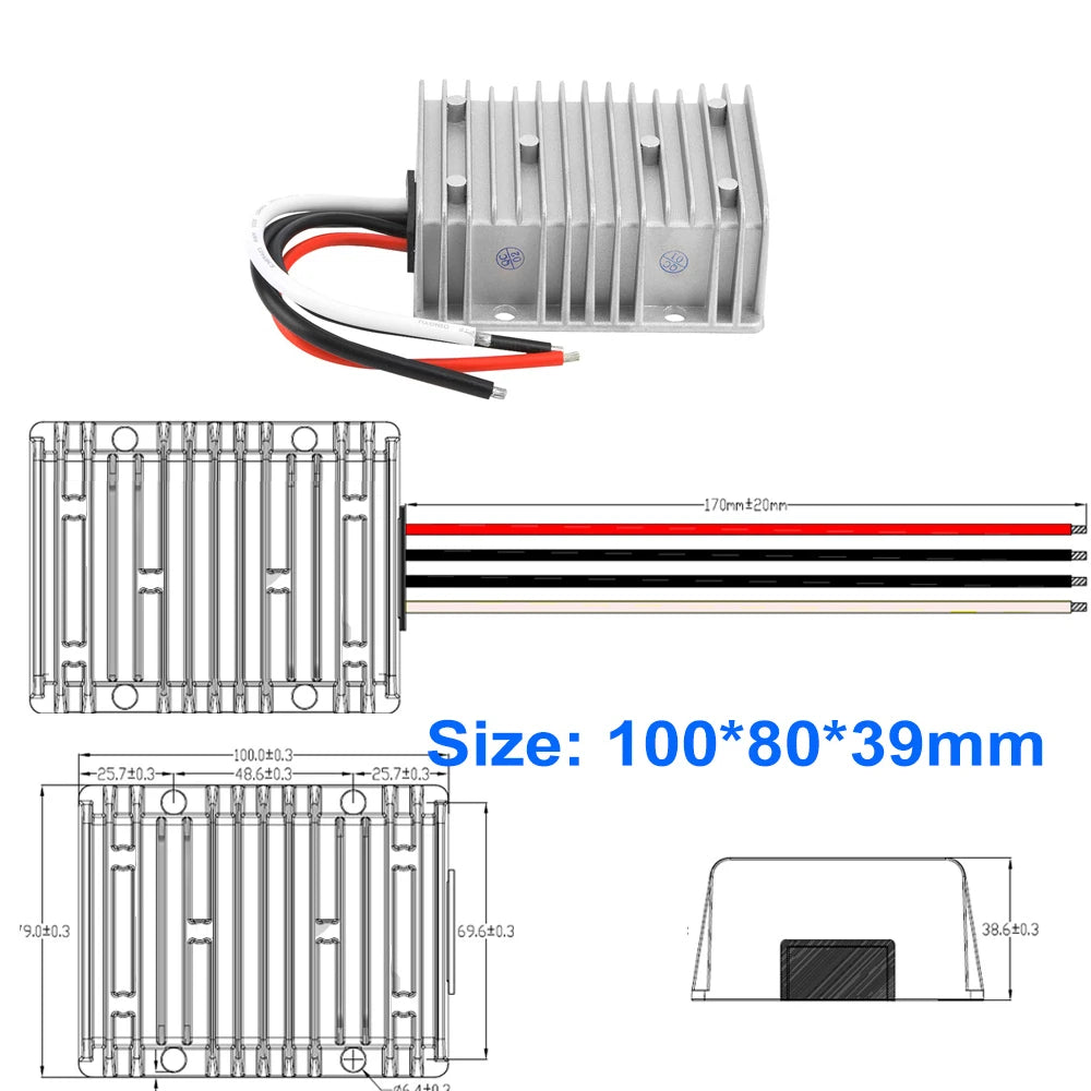 Voltage Converter Regulator DC-DC 12V (10V-18V) Step-up to 48V 10A 480W Truck Power Boost Transformer Oasis Select