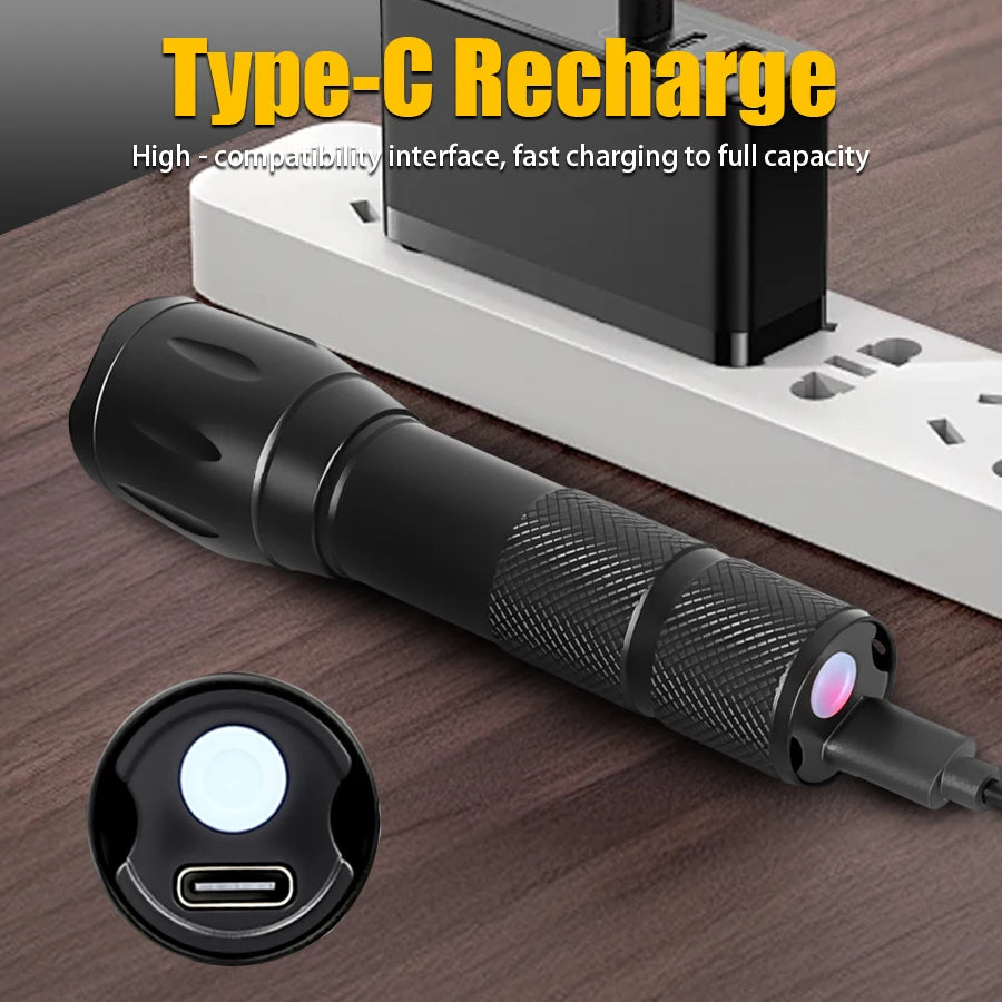 USB Rechargeable Dual Light Flashlight – White & UV 395nm Torch