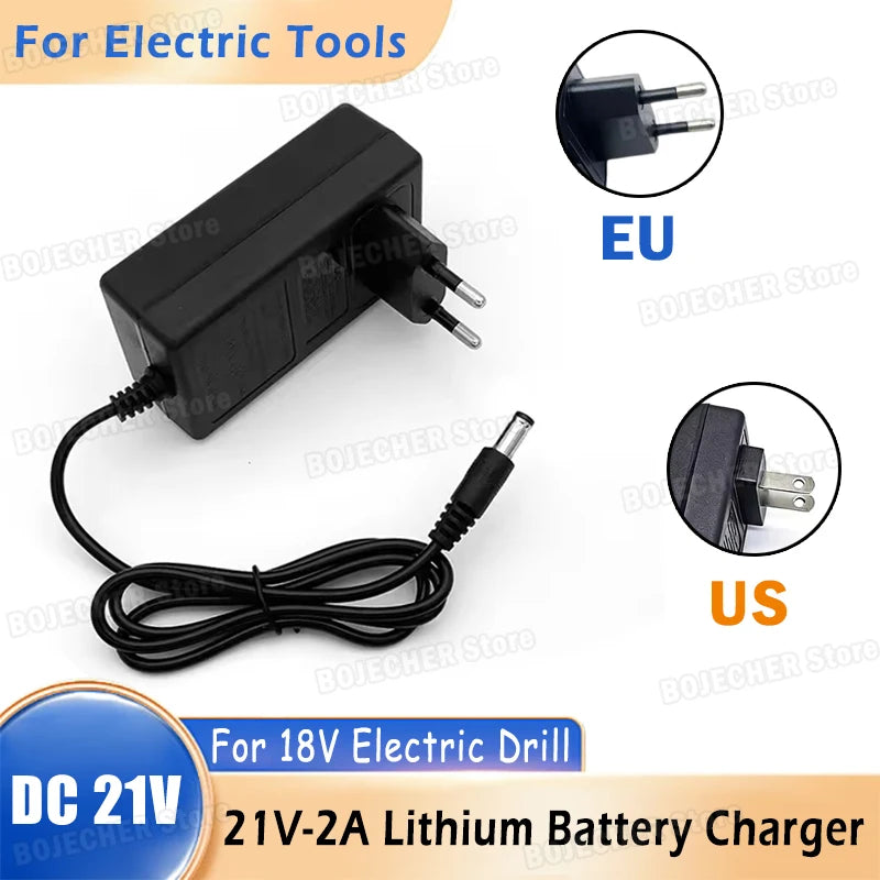 DC 21V Lithium Battery Charger For 18V Electric Drill Intelligent Power Tools 21V 2A Power Supply Adapter Transformer EU US Plug Oasis Select