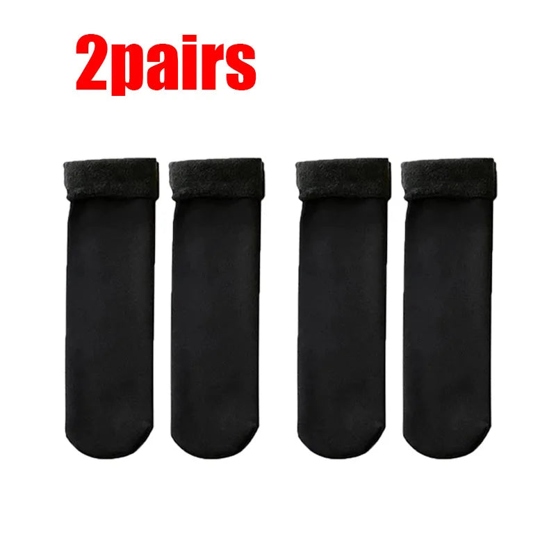1/2/3/4pairs Winter Warm Women Socks Soft Thicken Thermal Plush Socks Velvet Wool Snow Boots Floor Socks Home Sleeping Sock Oasis Select Black 2Pairs One Size
