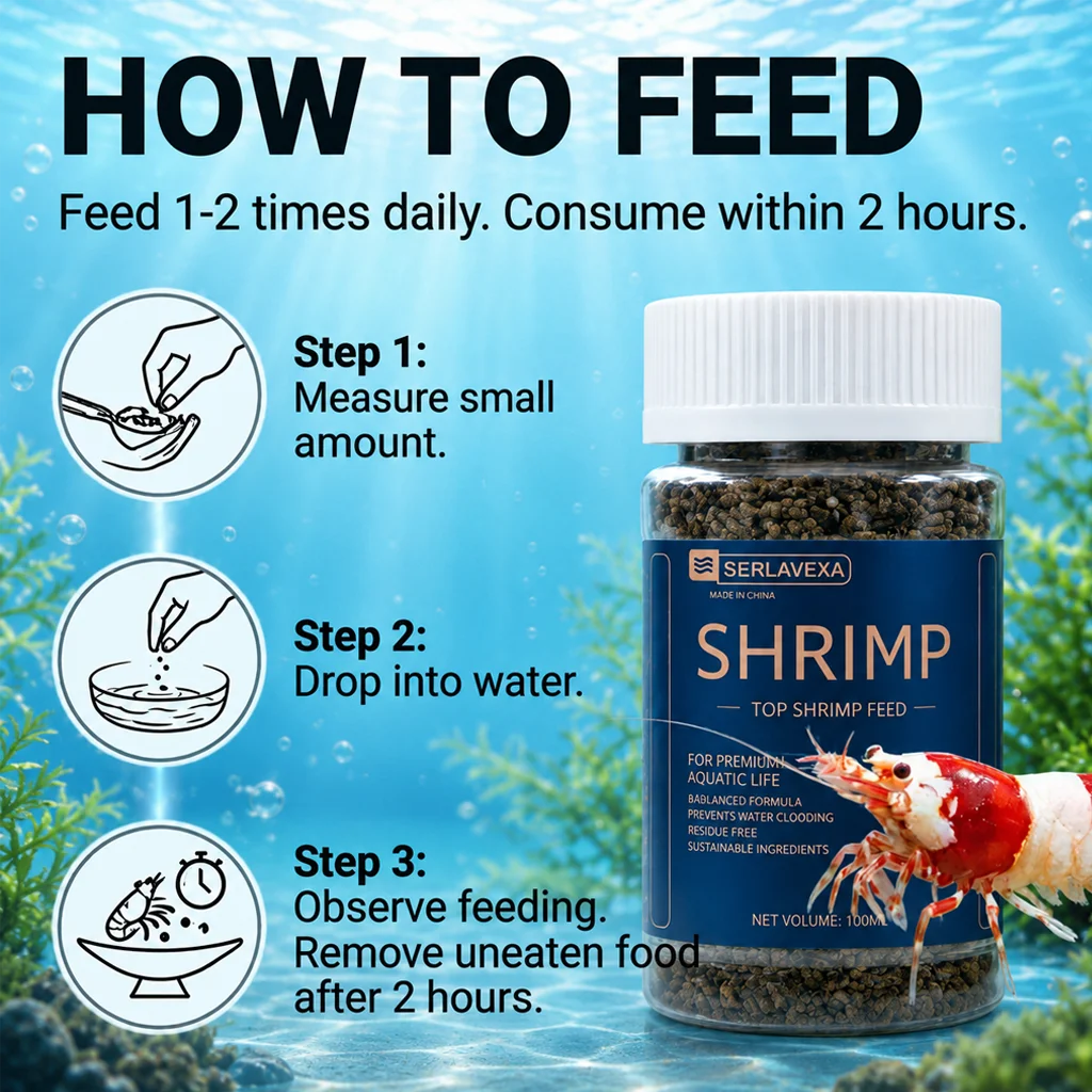 Aquarium Shrimp Feed High Calcium Nutritious Food For Black Shell Shrimp Small Pet Shrimp Daily Diet With Feeding Spoon Oasis Select