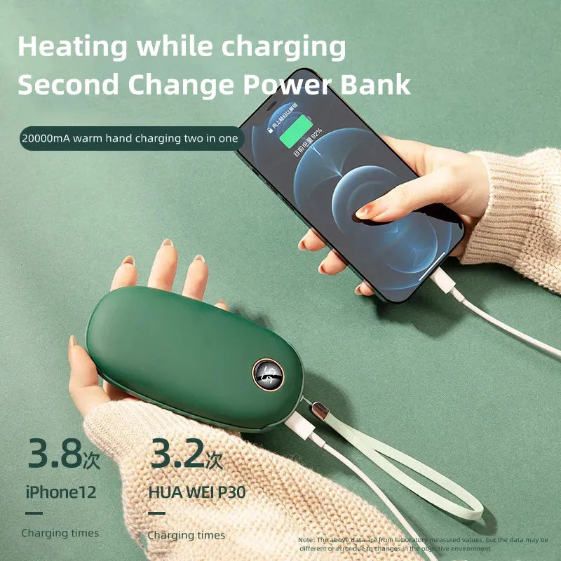 10000mAh USB Rechargeable Winter portable Hand Warmer Mobile Power Handheld Warmer Heater Outdoor Traveling Hiking Power Bank Oasis Select