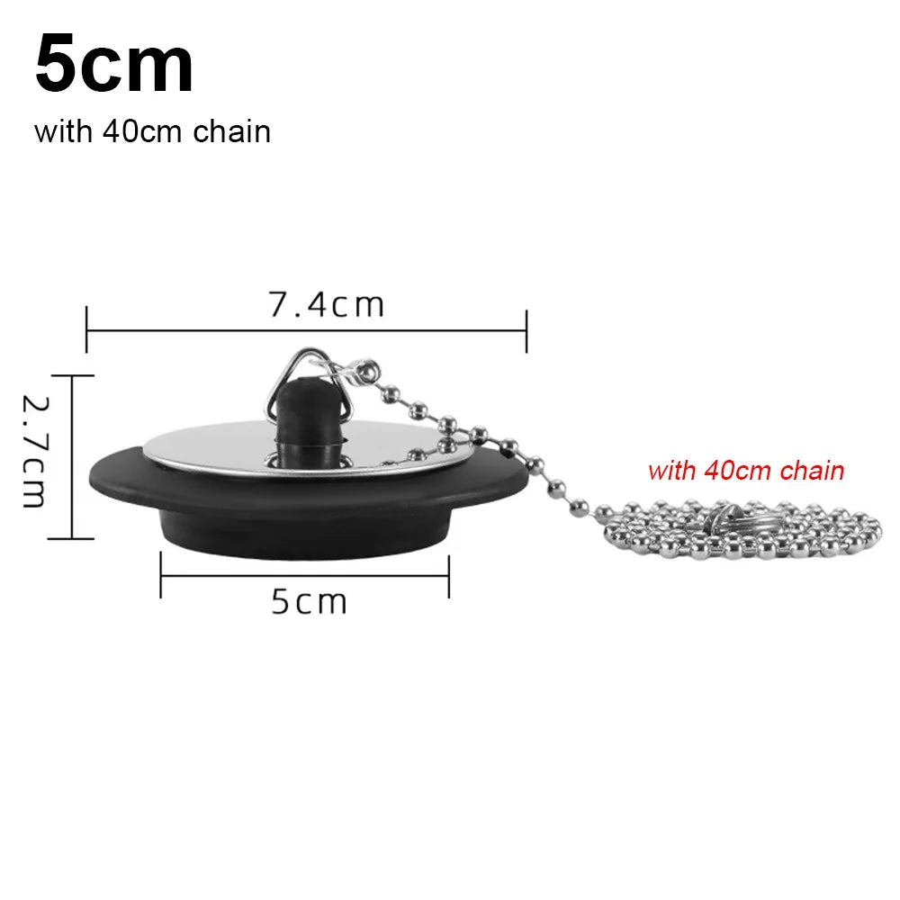 1Pcs Durable Rubber Tub Stopper With Chain Universal Bath Tub Drain 4/4.3/5cm With Hanging Ring Bathtub Plug Bathtub Accessories Oasis Select 5cm