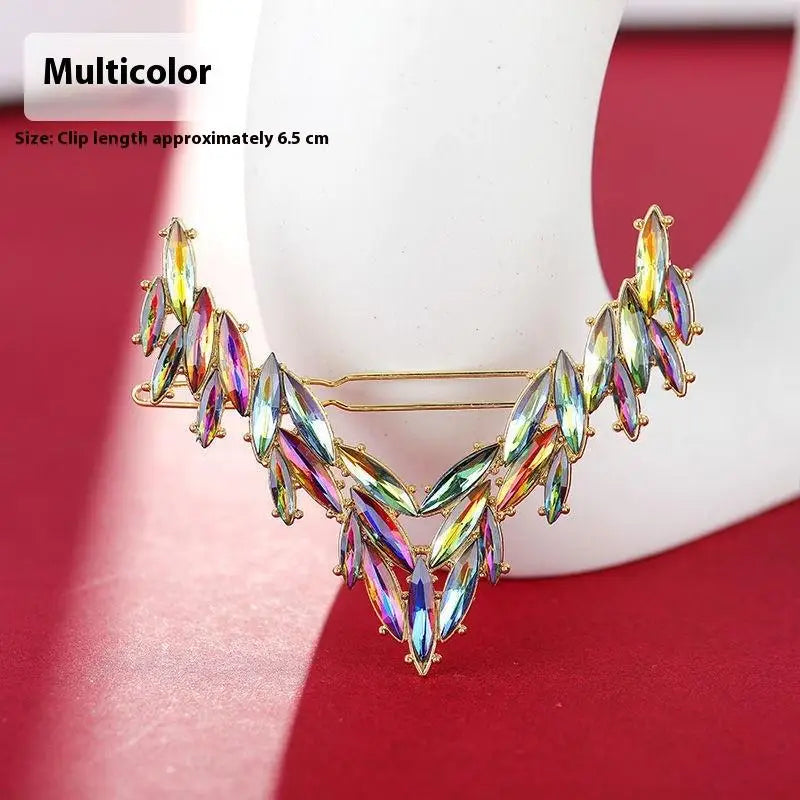 Korean V-Shape Crystal Hair Clip – Luxury Rhinestone Hairpin Crystal Hair Clip Oasis Select A4