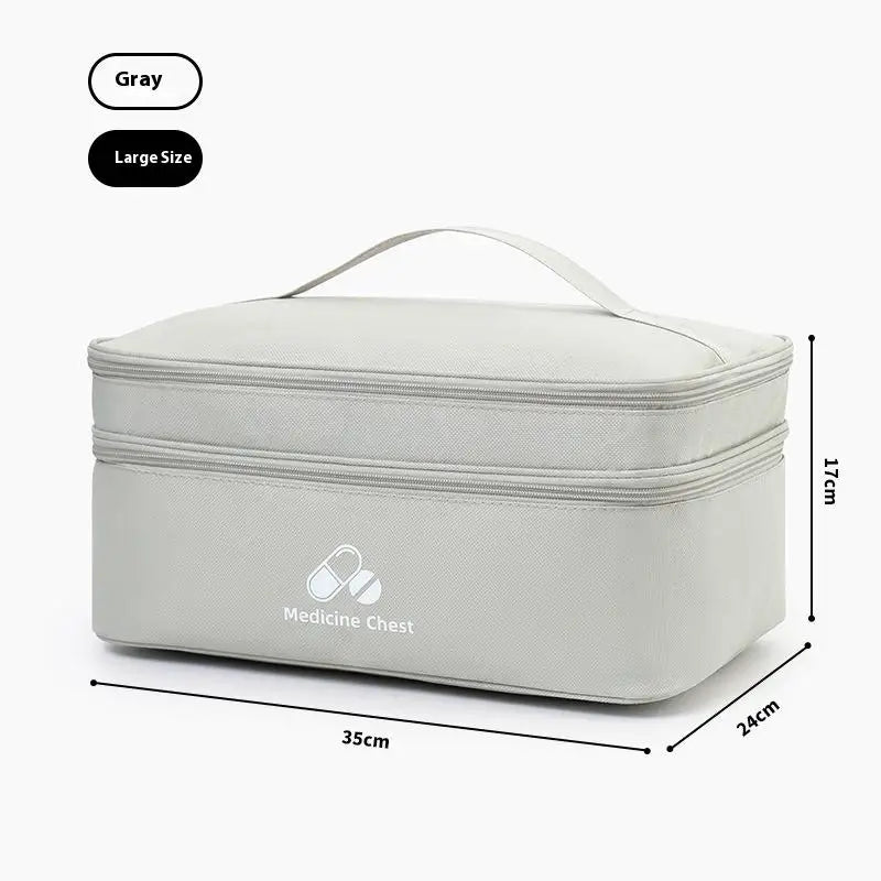 Home Travel First Aid Kit Double Layer Classification Storage Drug Sorting Bag Oxford Cloth Epidemic Prevention Pouch Oasis Select L Gray