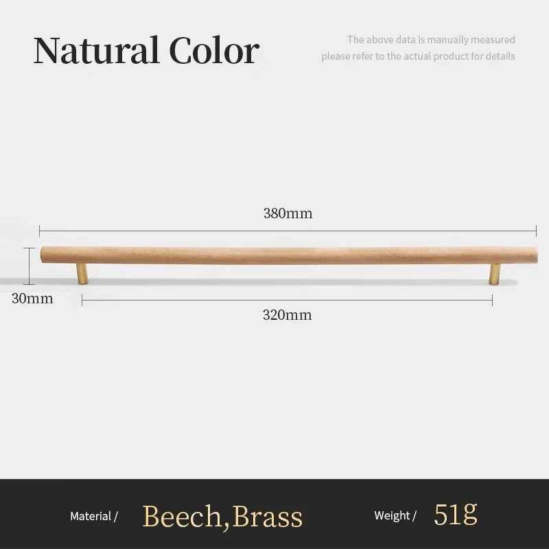 Nordic Walnut Wood Handle T Bar Drawer Knobs Cupboard Long Pulls Kitchen Cabinet Door Handle Furniture Decorate Pulls and Knob Oasis Select B11-320mm