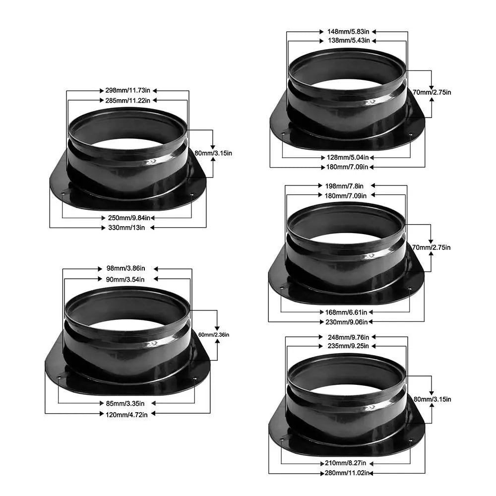 High Quality Plastic Vent Pipe Adapter Flange Connector Wall-mounted Square To Round Flange Interface Exhaust Pipe Joint Oasis Select