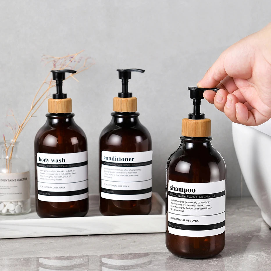 Shampoo and Conditioner Dispenser Reusable Shower Gel Bottle White Refillable Apothecary Dispenser Bottle for Bathroom&Kitchen Oasis Select