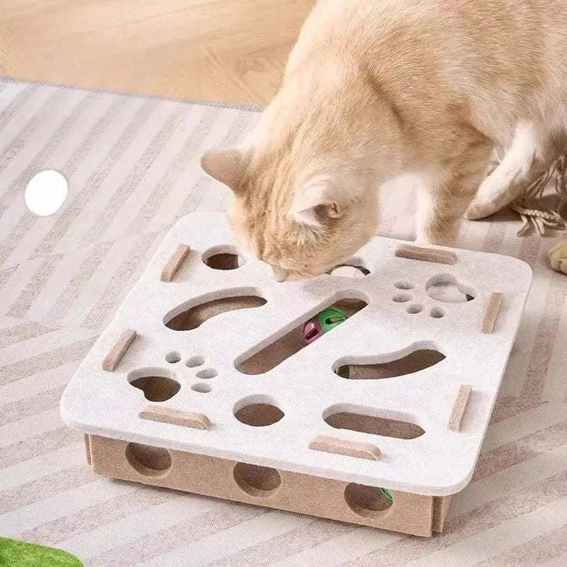 Little Cat Toy A Fun and Soothing Tool Puzzle Maze Hole Digging Felt Box Cat Teasing Bell Ball Oasis Select