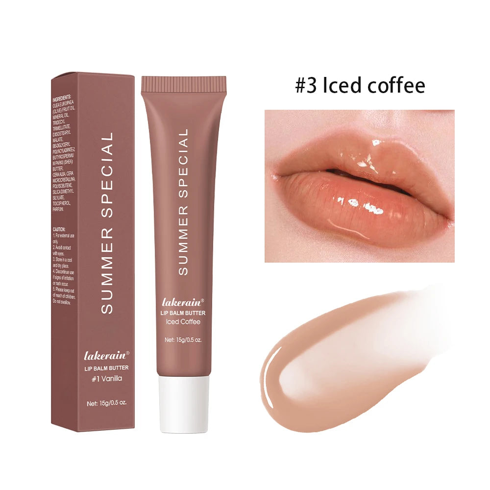 Summer Lip Balm Butter Moisturizing Mirror Lip Gloss Lip Vanilla Pink Sugar Coffee Cake Smell Lipstick Transparent Oil Makeup Oasis Select 3Iced Coffee