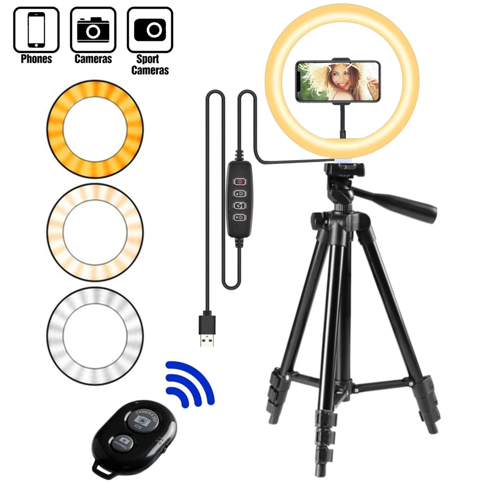LED Ring Light with Tripod & Phone Holder | VeFly 26cm
