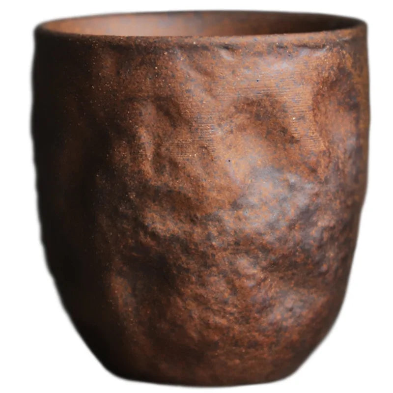 1PCS Rough Pottery Old Rock Clay Stone Texture Master Teacup Chinese Zen Kung Fu Tea Ceremony Drinking Tea Master Single Cup Oasis Select