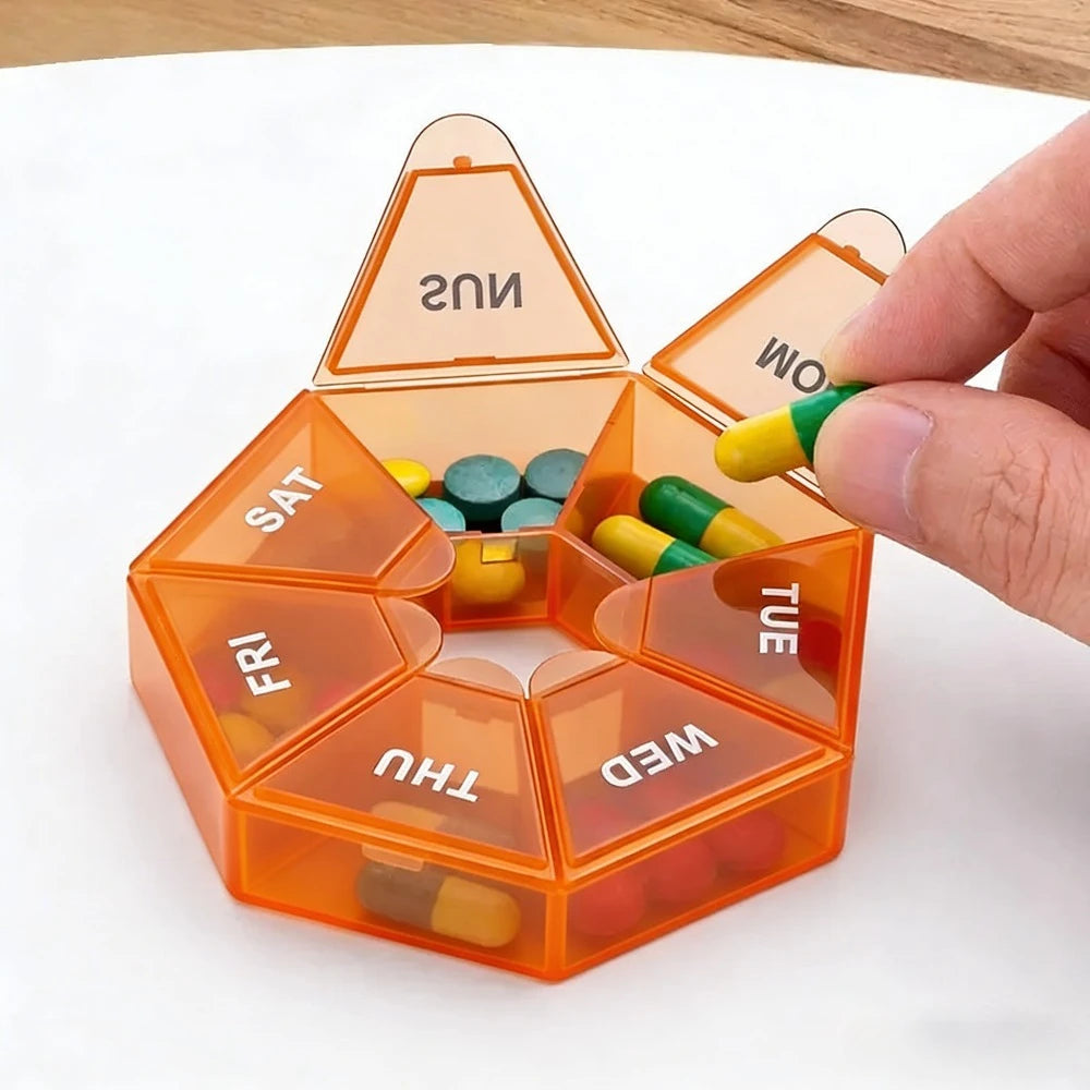 7 Days Pill Storage Box Mini Travel Portable Medicines Dispenser Box Multifunction Plastic Sealer Box Pill Bottle Pill Case Oasis Select