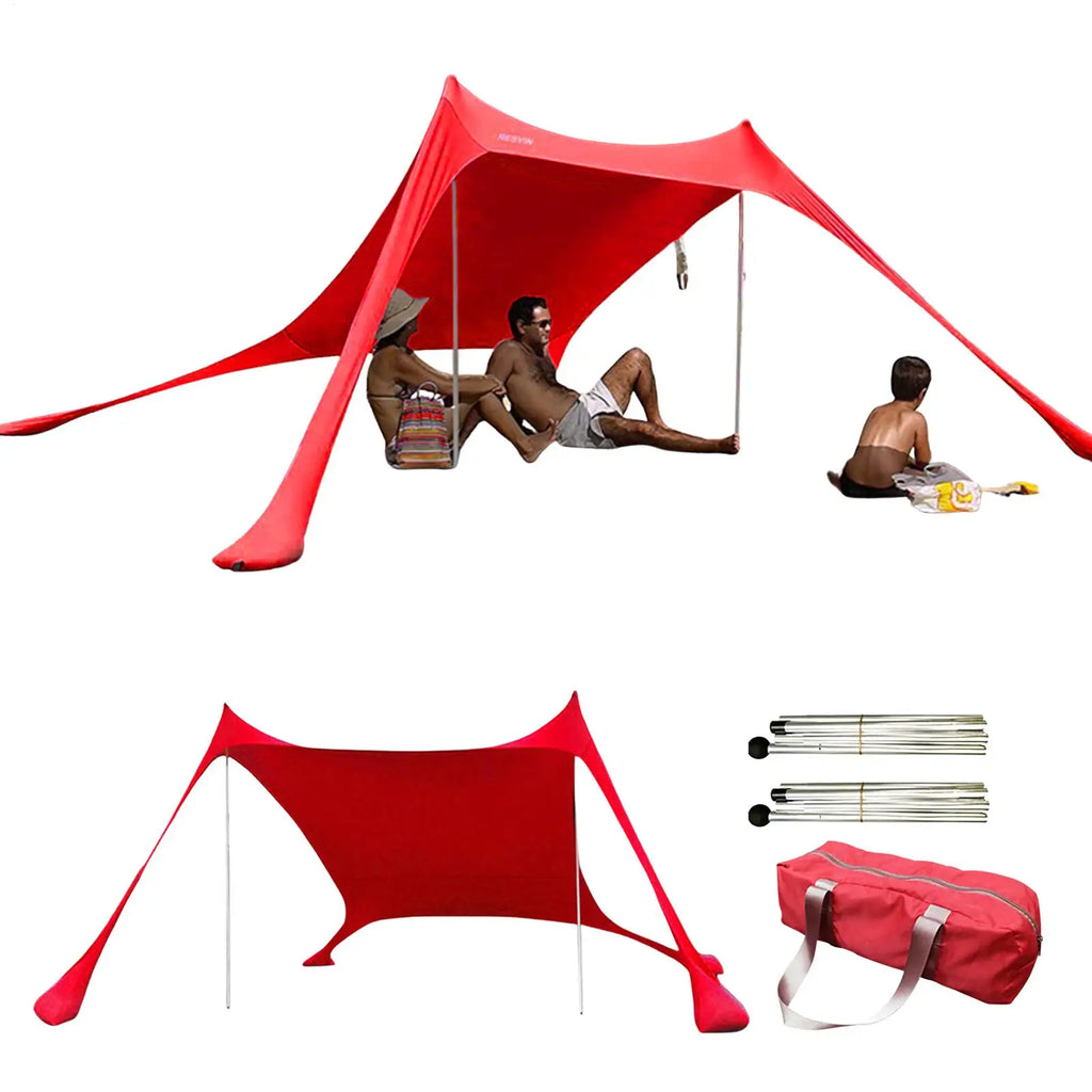 Home Beach Awning Outdoor Camping Sun Shade UV Protection Portable Windproof Beach Canopy with Storage Bag Camping Accessories Oasis Select