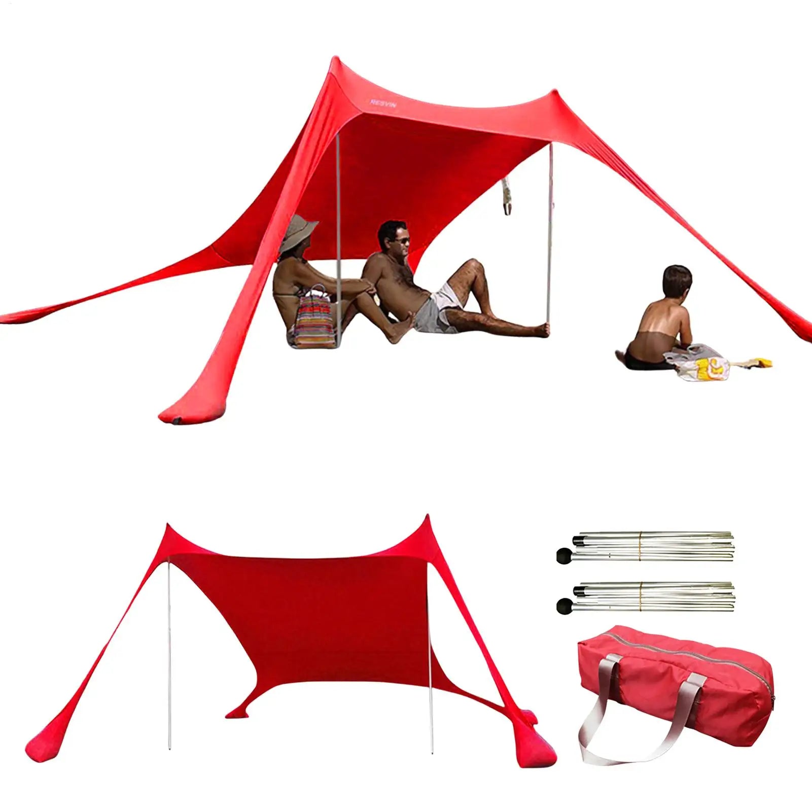 Home Beach Awning Outdoor Camping Sun Shade UV Protection Portable Windproof Beach Canopy with Storage Bag Camping Accessories Oasis Select