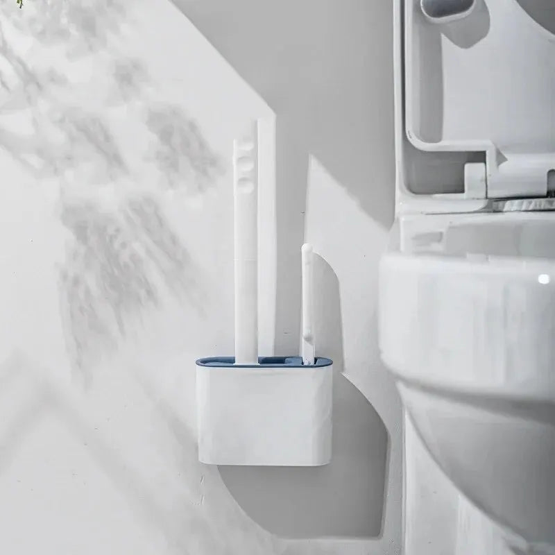 Wall Hanging Toilet Cleaning WC Brush Holder Long Handled Silicone Water Proof Quick Drying Soft Bristles Bathroom Accessories Oasis Select