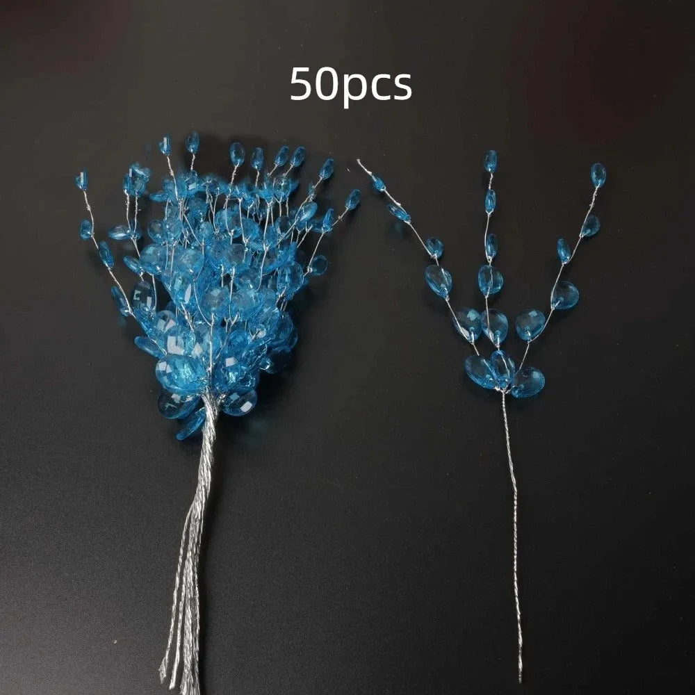 50pcs Acrylic Crystal Bud Branches | DIY Wedding & Home Décor Crystal Craft Branches Oasis Select Blue
