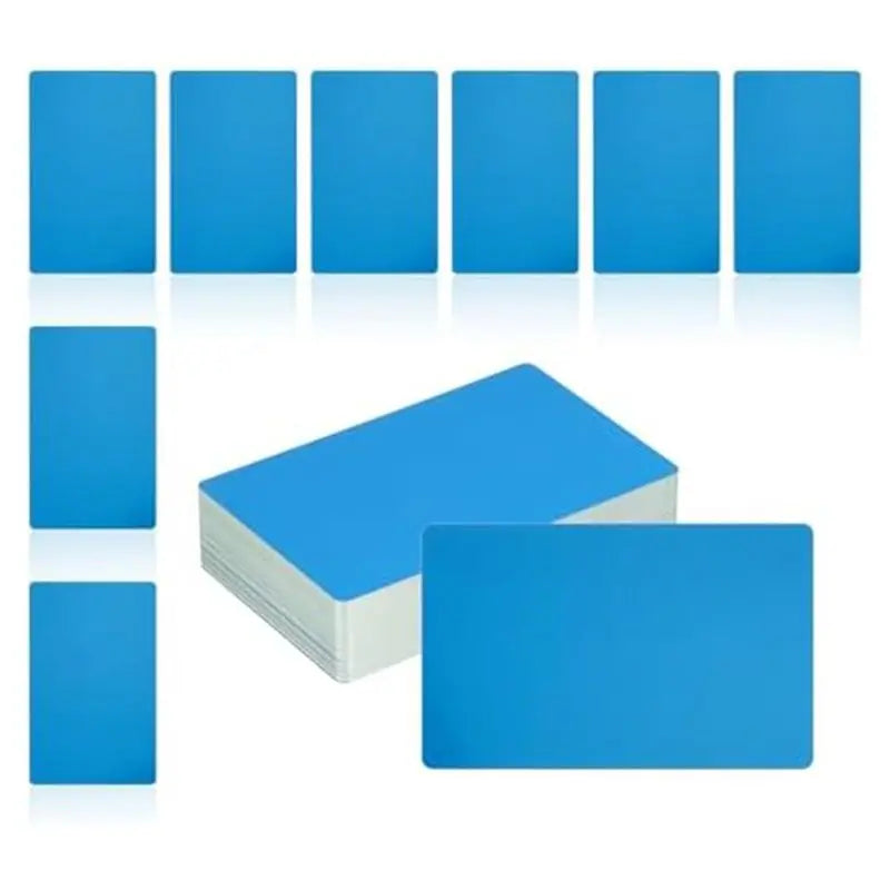 LIKE WISH 150Pcs Metal Business Card Blanks,1/64In Thick 3.4 X 2In Aluminum Laser Engraving Material For DIY Business Cards Oasis Select Blue