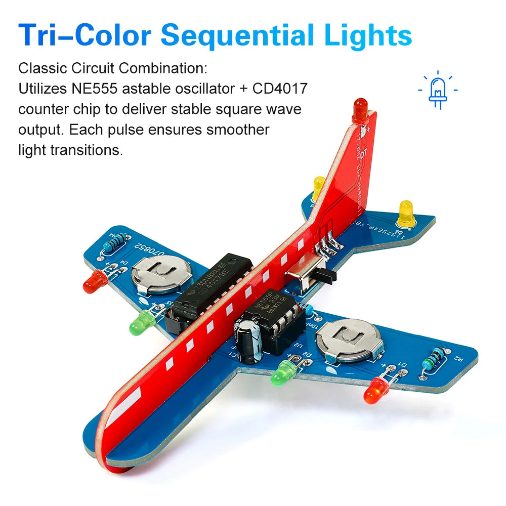 DIY Electronic Kit Small Airplane CD4017 LED Flow light Lamp Welding Practice Electronic Science Assembly Kit Flashing Fun Parts Oasis Select