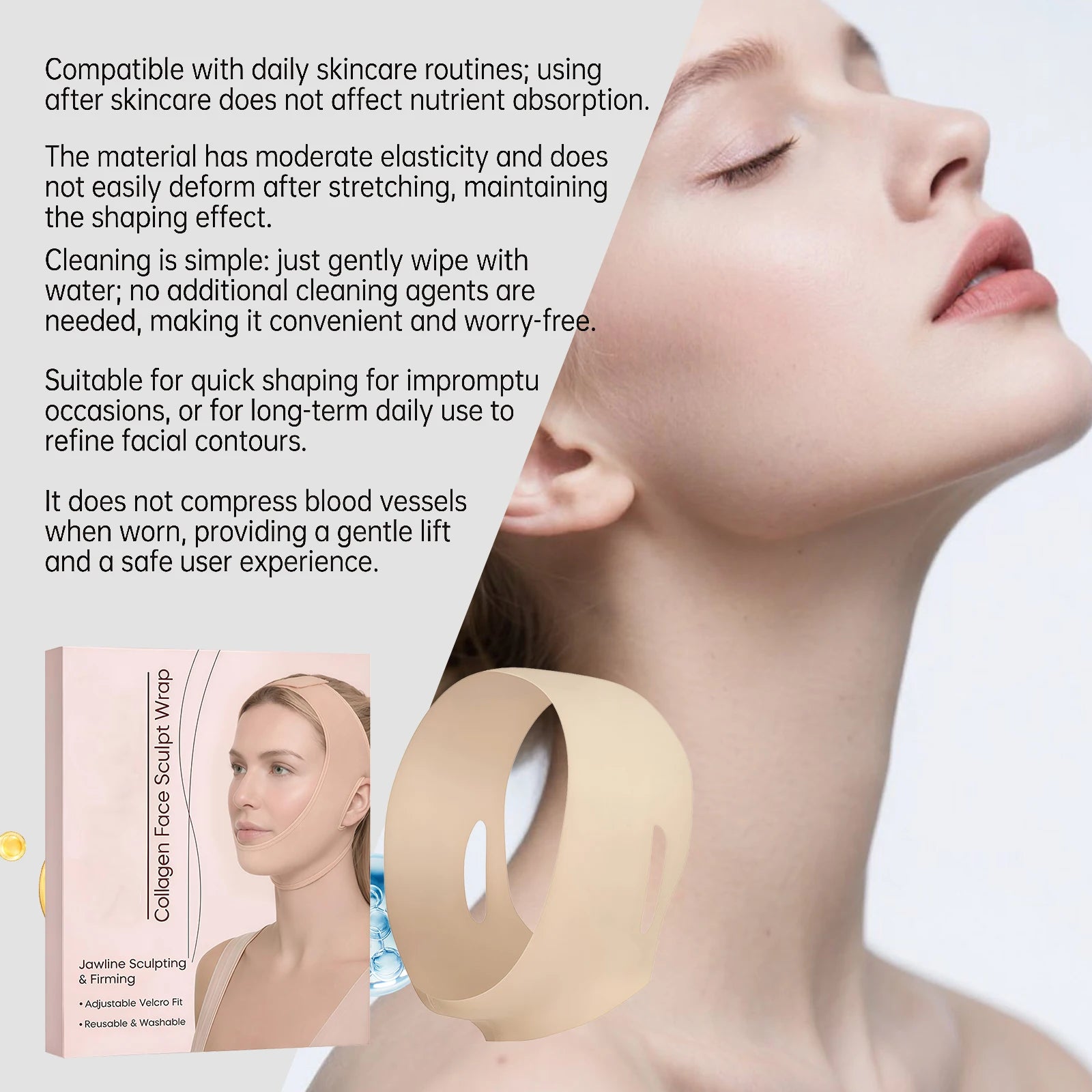 V-Line Jaw Lifting Face Strap – Breathable Contour Wrap Facial Contouring Strap Oasis Select