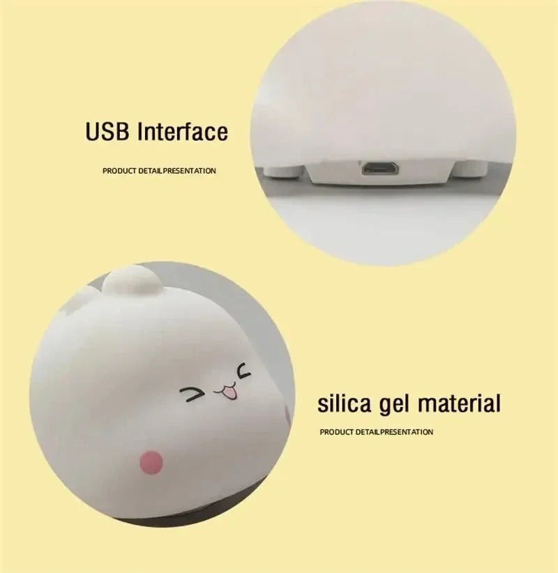 LED Night Light Cute Little Bear/Deer Cartoon Animal Children's Silicone Light USB Charging Bedside Decoration Birthday Gift Oasis Select