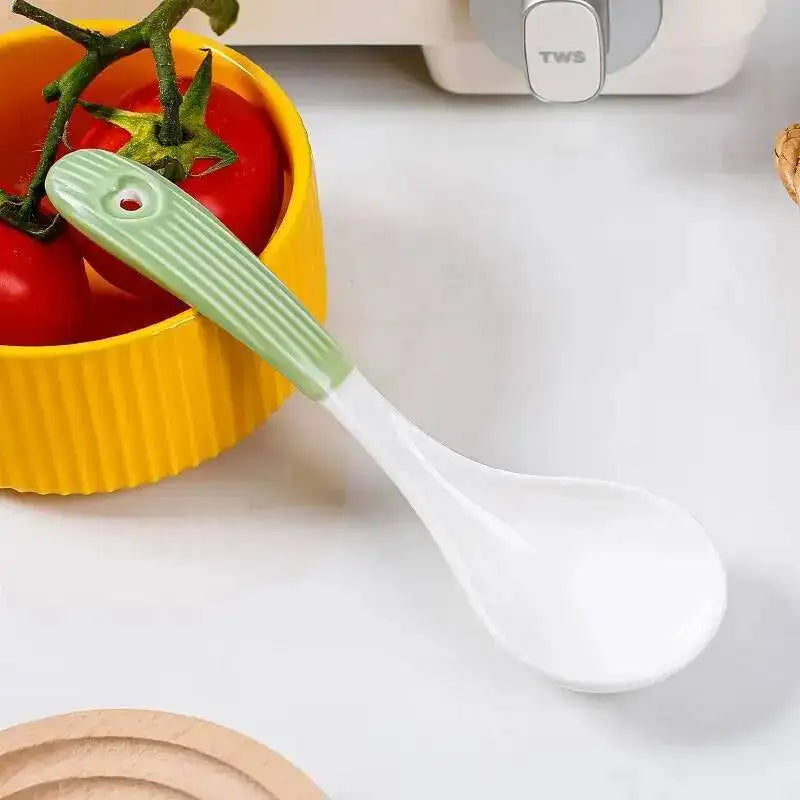 Heart Ceramic Spoon Thickened Handle Non-Scalding Large Soup Spoon Porridge Spoon Rice Spoon Tablespoon Kitchen Tablewear Oasis Select