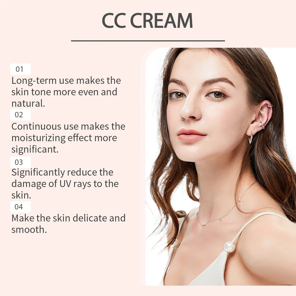 CC Cream Hydrating Foundation Liquid Spf43 Even Skin Tone Brightening Lightweight Moisturizer Long-Lasting Natural Finish Makeup Oasis Select