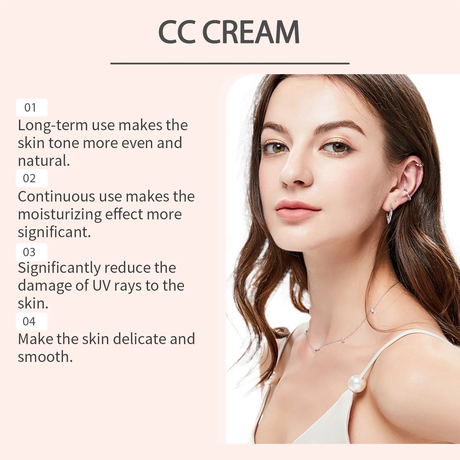 CC Cream Hydrating Foundation Liquid Spf43 Even Skin Tone Brightening Lightweight Moisturizer Long-Lasting Natural Finish Makeup Oasis Select