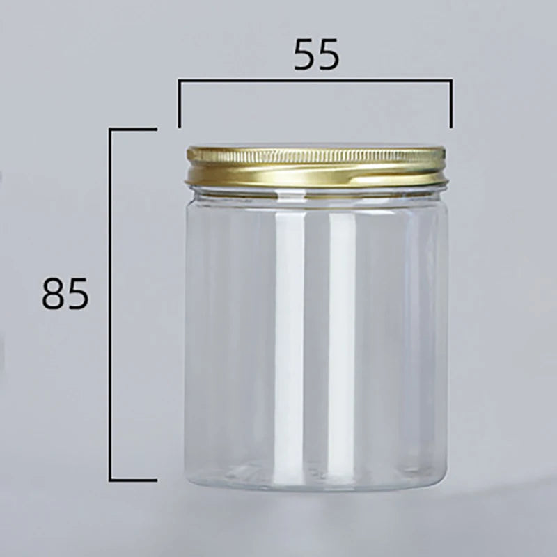 15 Sizes Clear Plastic Jar With Pink Aluminum Lids Empty Face Cream Cosmetic Container Gold Travel Refillable Bottles Box Oasis Select 85x55mm