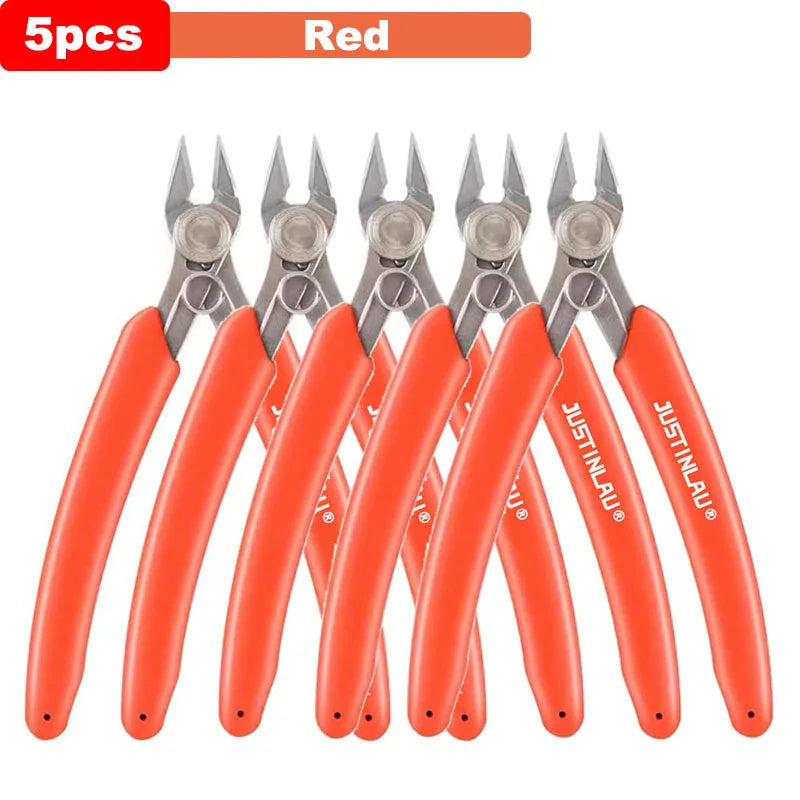 Universal Stainless Steel Pliers DIY Electronic Diagonal Side Cutting Nippers Wire Cable Cutter 3D Printer Parts Hand Tools Oasis Select Red-5pcs