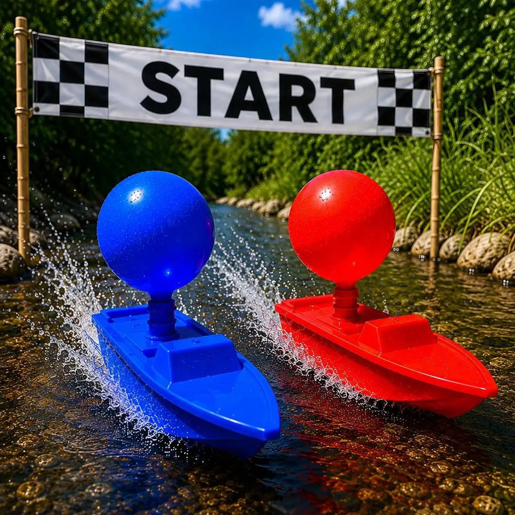 Balloon Powered Race Boats Toy 3D Printed DIY Water Racing Ship Ornaments Home Experiment Toy Home Outdoor Pool River Game Gifts Oasis Select