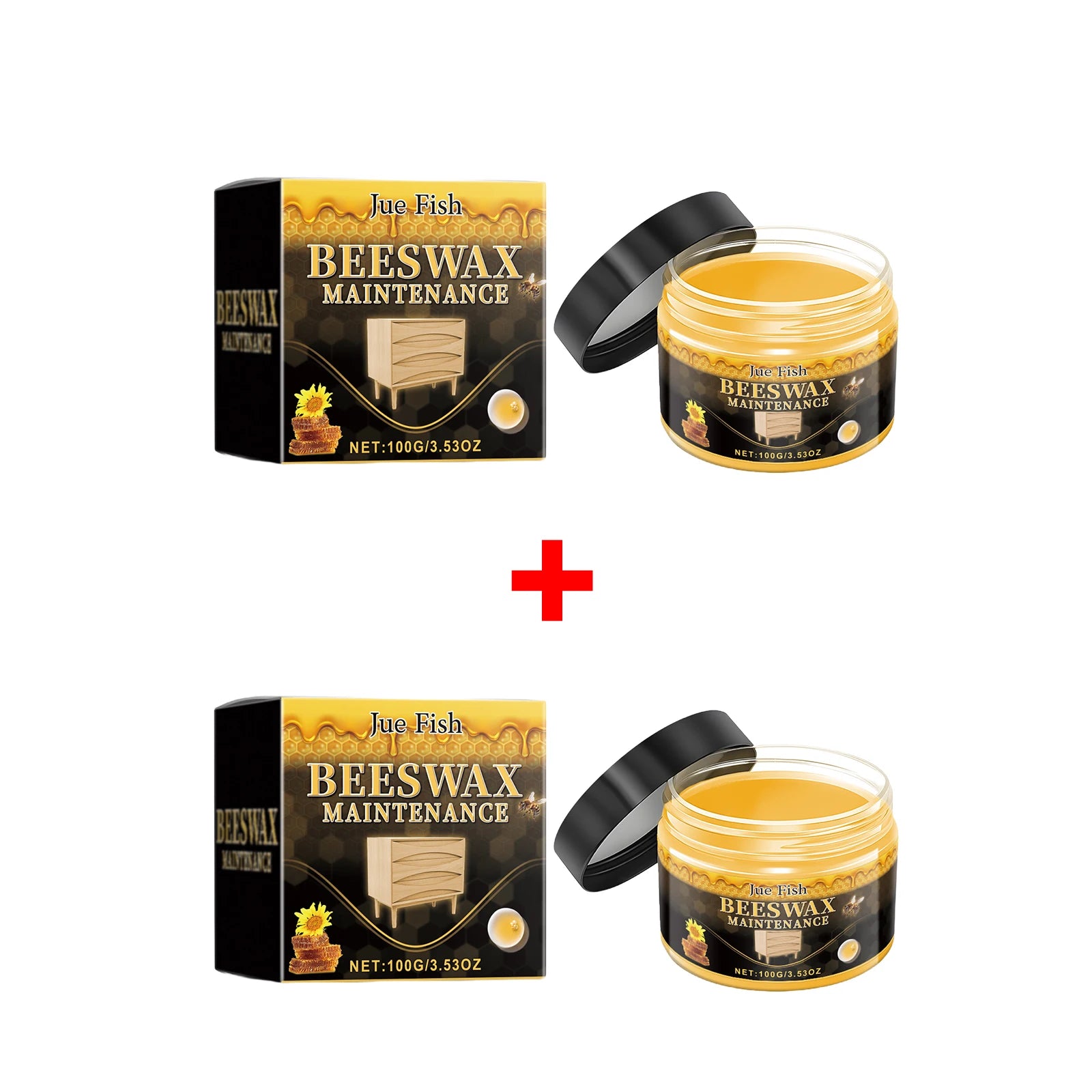 Beeswax Polishing Paste for Furniture Solid Wood Restores Luster Prevent Drying & Cracking for Wood Floor, Cabinet, Table 100g Oasis Select 2pcs