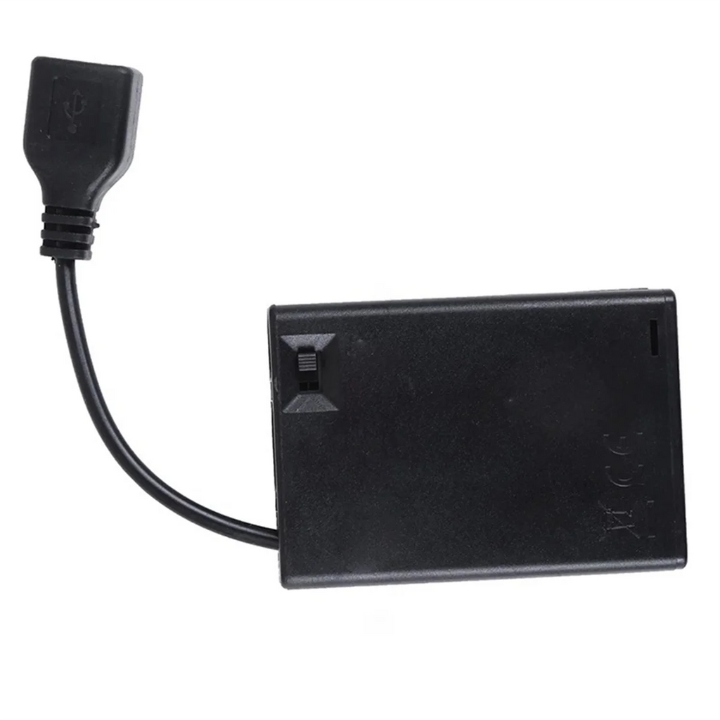 3XAA Battery Case with Cover and Switch Connected to USB Female Connector USB Female Socket Battery Holder Oasis Select