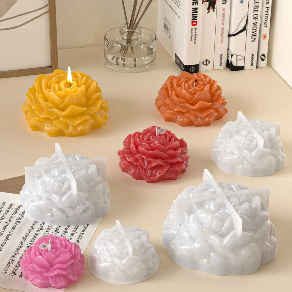 3D Large Peony Candle Silicone Mold Handmade Flower Scented Candle Gypsum Candle Wax Mould Resin Soap Making Supplies Home Decor Oasis Select