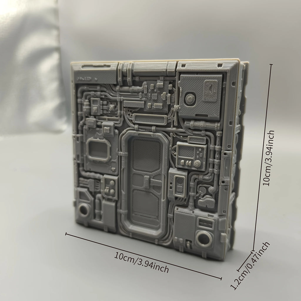 Sci-Fi Spaceship Interior Wall Tile - Industrial Futuristic Station Panel, Cyberpunk Terrain Base for Miniature Scenery Oasis Select grey
