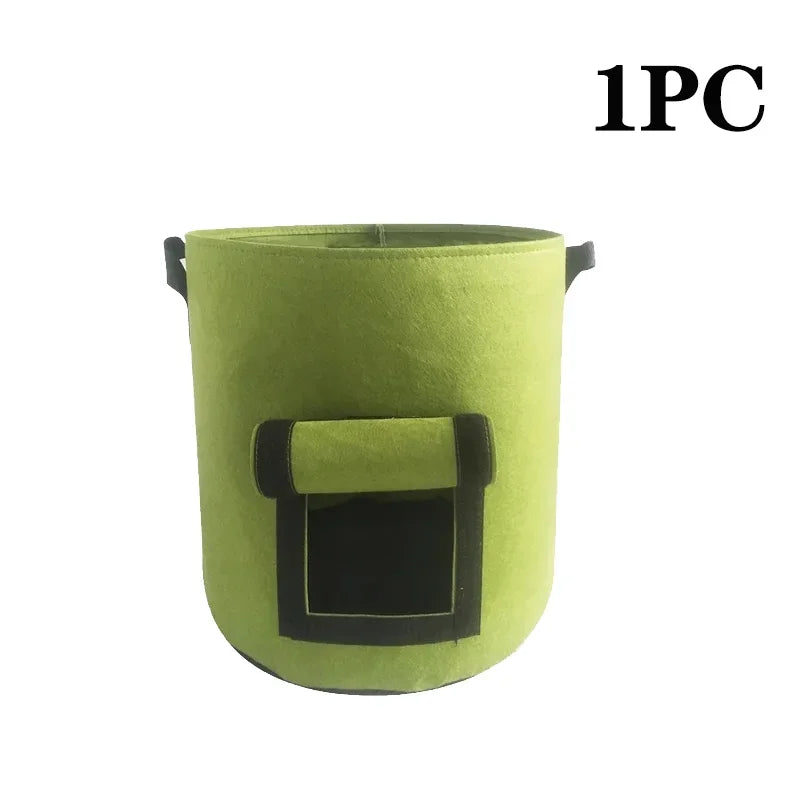 5/10Gallon Felt Plant Grow Bags Nonwoven Fabric Garden Potato Pot Greenhouse Vegetable Growing Bags Moisturizing Vertical Tools Oasis Select Green-1PC L-38L