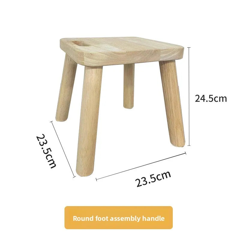 Nordic home living room solid wood small stool entrance shoe change bedroom sofa bench low stool pedal coffee table square stool Oasis Select log color