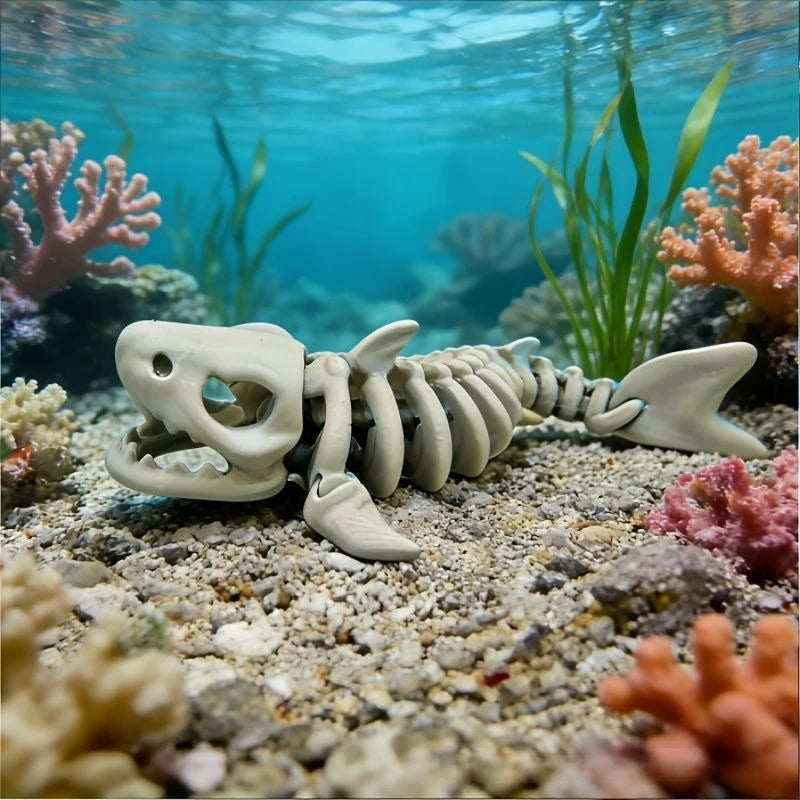 Spooky Shark Skeleton Aquarium Decor Articulated Ornament Reptiles Fish Tank Landscapes Fish Shrimp Shelter Aquarium Accessories Oasis Select