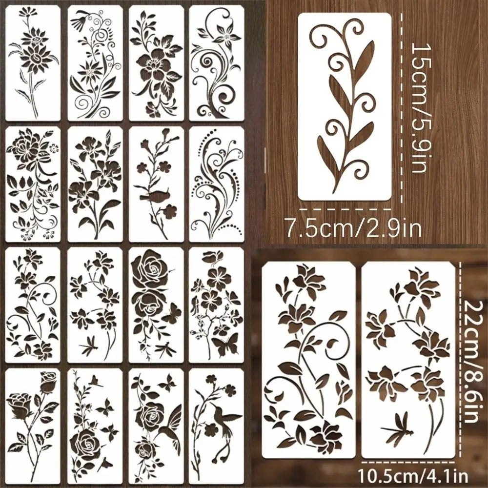 Reusable Plastic Stencils Set Butterfly Design Flower Leaf Pattern Flower Stencils Large Size Spray Painting Painting Templates Oasis Select