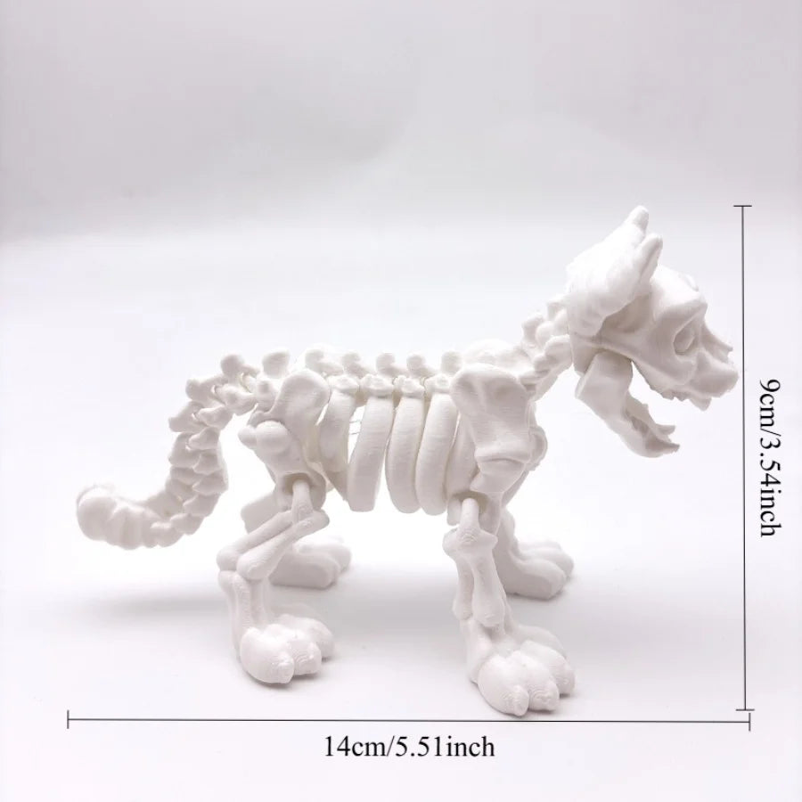 Halloween Gothic Skeleton Cat Figurine, Movable Skull Head Design Spooky Party Home Decor, Creative Collectible Art Ornament Oasis Select
