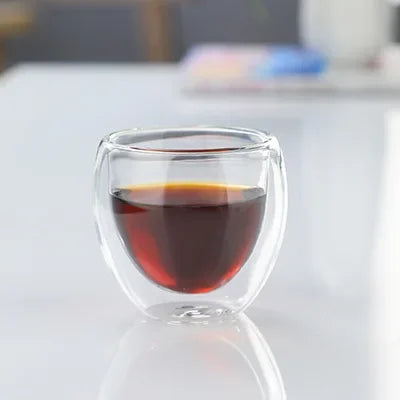 250-450ml Double Wall Glass Cup Round Style Solid Color Beer Milk Coffee Heat Resistant Water Cups Transparent Mug Glass Mug Oasis Select 80ml-No-handle 301-400ml