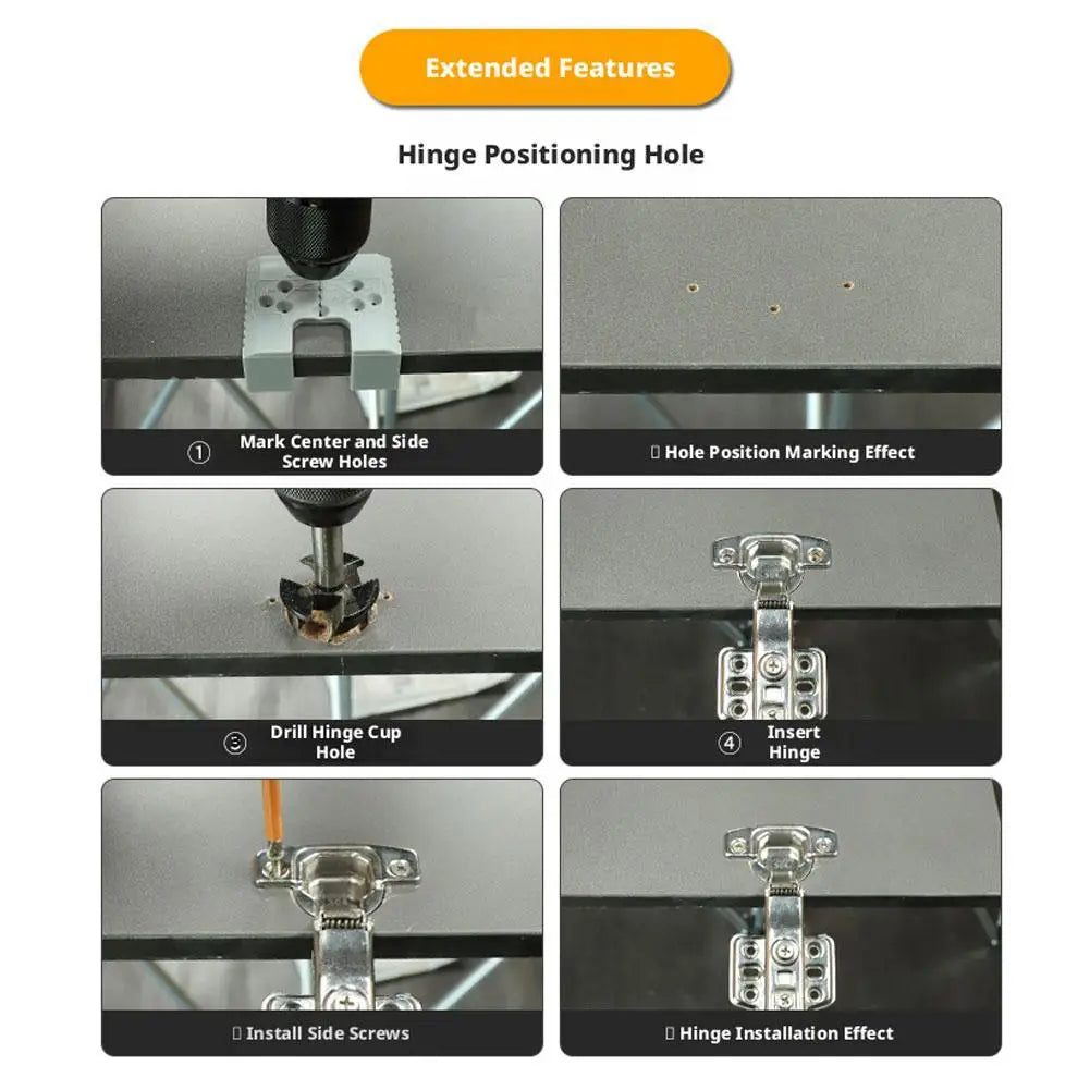 KITPIPI Door Hinge Jig – 35mm Drill & Install Guide Tool