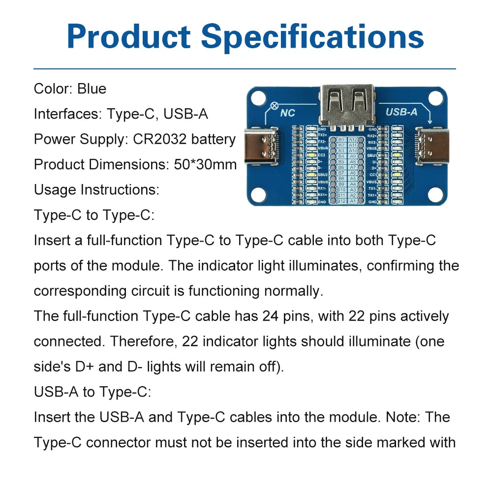 USB A to Type C Detection Module Multi Interface Cable Tester Fast Charging Wire Inspection Portable Tool With LED Indicators Oasis Select