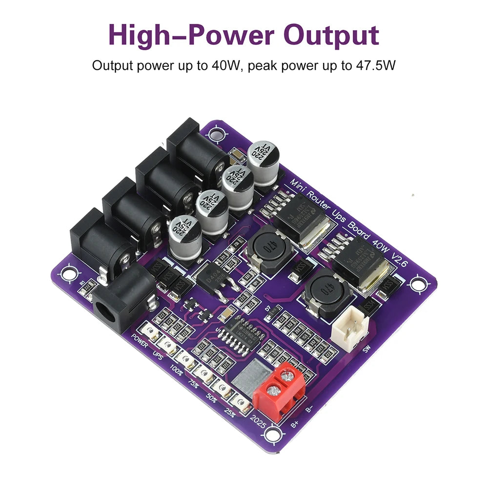 Mini Router Uninterruptible Power Supply Board 40W 12.6V Battery Charging Board 3S Lithium Battery Input 5V/9V/12V Output Oasis Select