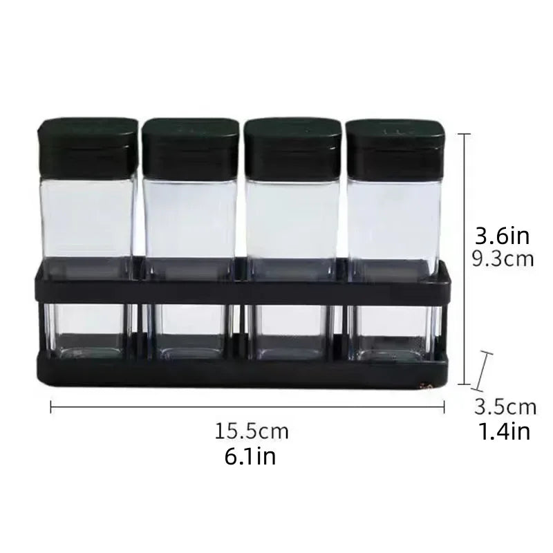 Spice Organizer Set 4-in-1 - Stackable Kitchen Bottles, Airtight Lids for Salt Pepper Baking,Countertop Space Saver Jars Oasis Select Transparent