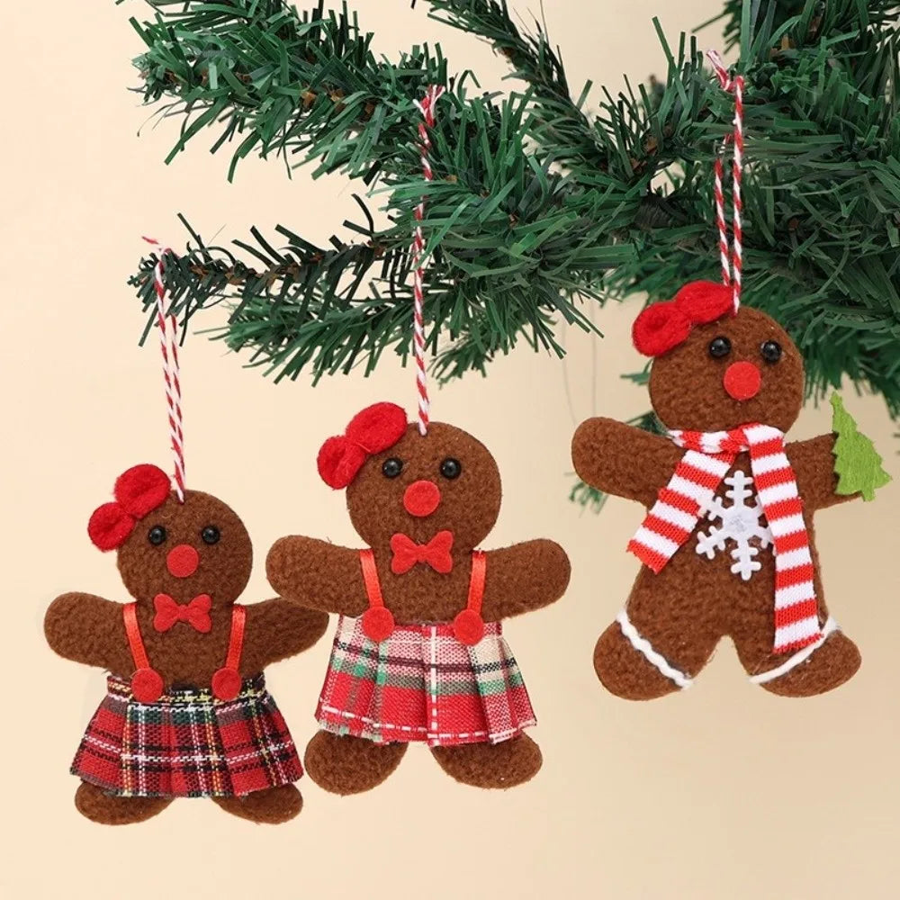 Gingerbread Man Christmas Tree Ornaments – Set of 3 Pendants