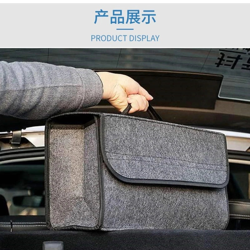 Spacious Canvas Car Storage Box - Portable, Foldable, and Collapsible Trunk Organizer with Felt Cloth Interior Oasis Select