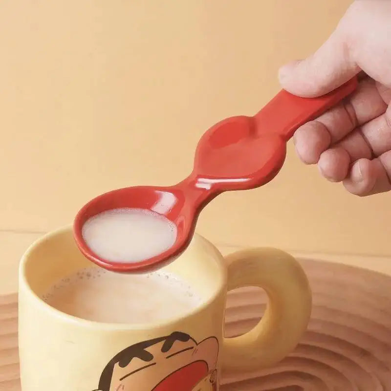 Heart Double Happiness Ceramic Spoon High Aesthetic Personality Red Pink Solid Color Dining Spoon Sweet Cake Long Handle Soup Oasis Select